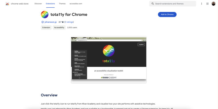 Screenshot of tota11y's homepage.